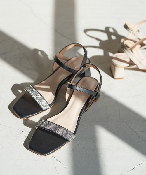 ROPE' PICNIC（ロペピクニック）の「ビジューバーストラップローヒールサンダル（サンダル・レディース・ブラック/キナリ・23.0cm/23.5cm/24.0cm/24.5cm）」の2枚目の写真