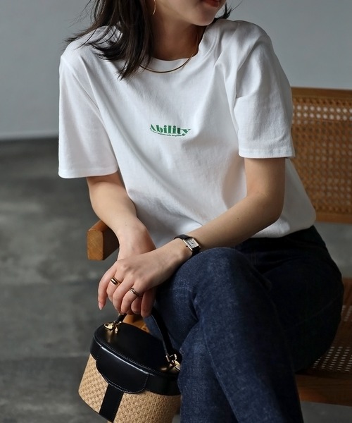 Bonjour Sagan(ボンジュールサガン)の「AbilityロゴTシャツ(Tシャツ/カットソー・レディース・ブラック/グリーン・FREE)」の1枚目の写真