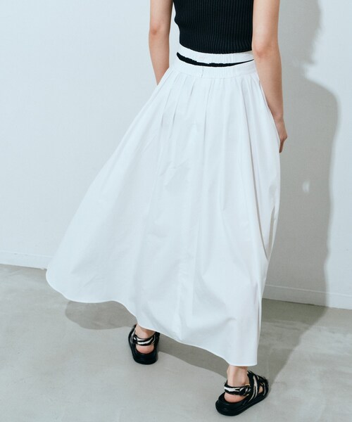 CODE A（コードエー）の「W belt volume skirt（スカート・レディース・ブラック/ホワイト・38/40/36/34）」の6枚目の写真