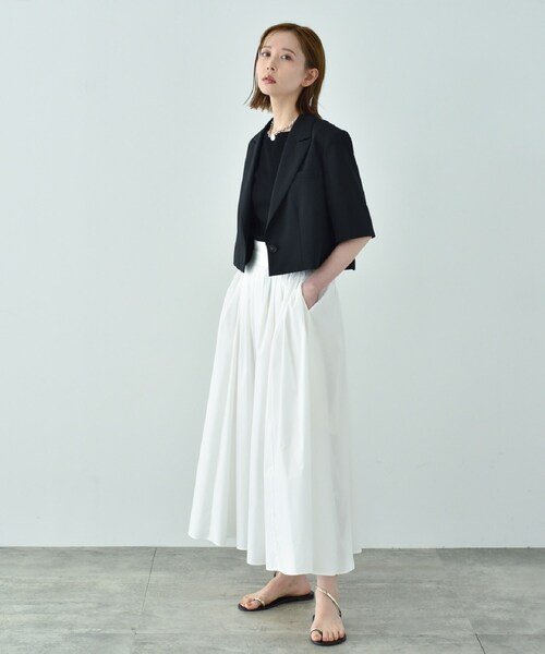 CODE A（コードエー）の「W belt volume skirt（スカート・レディース・ブラック/ホワイト・38/40/36/34）」の14枚目の写真
