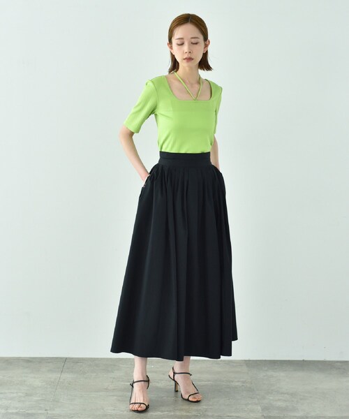 CODE A（コードエー）の「W belt volume skirt（スカート・レディース・ブラック/ホワイト・38/40/36/34）」の7枚目の写真