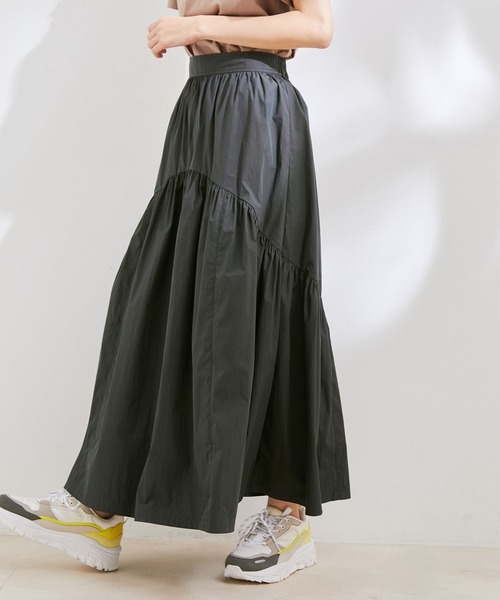 VIS（ビス）の「【洗える】デザイン切替フレアスカート（スカート・レディース・ブルー系その他6/ベージュ系その他/チャコールグレー・S/M）」の2枚目の写真