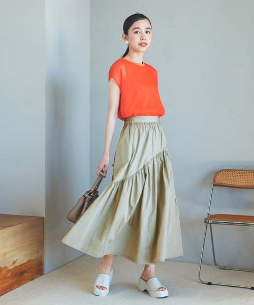 VIS（ビス）の「【洗える】デザイン切替フレアスカート（スカート・レディース・ブルー系その他6/ベージュ系その他/チャコールグレー・S/M）」の21枚目の写真