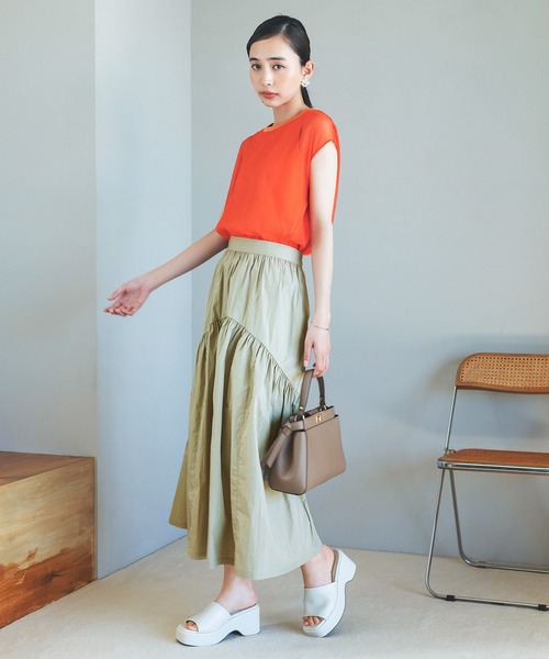 VIS（ビス）の「【洗える】デザイン切替フレアスカート（スカート・レディース・ブルー系その他6/ベージュ系その他/チャコールグレー・S/M）」の22枚目の写真