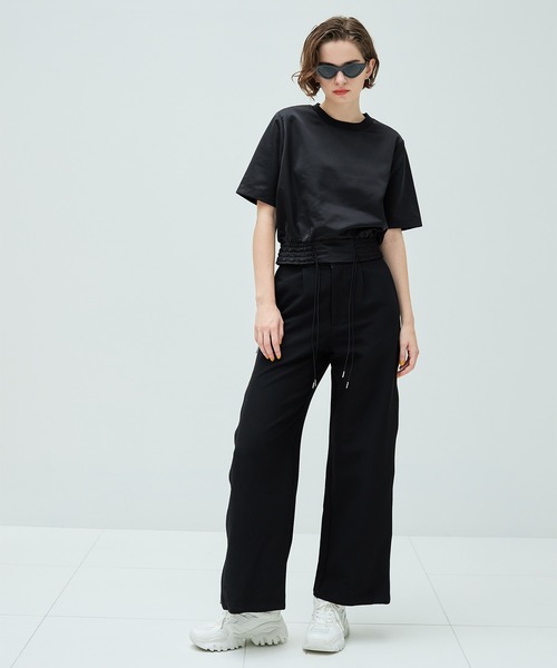 casane（カサネ）の「ダブルコードサテントップス（Tシャツ/カットソー・レディース・ホワイト/ブラック・FREE）」の3枚目の写真