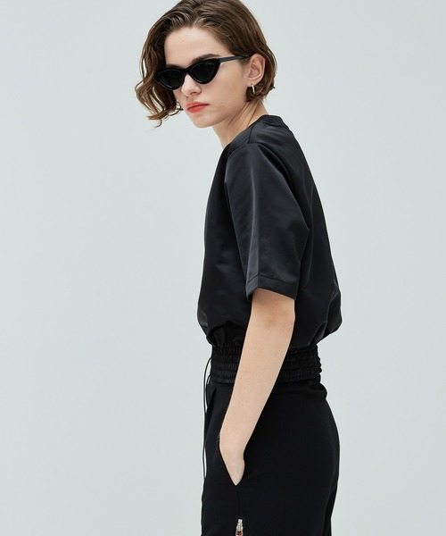 casane（カサネ）の「ダブルコードサテントップス（Tシャツ/カットソー・レディース・ホワイト/ブラック・FREE）」の6枚目の写真