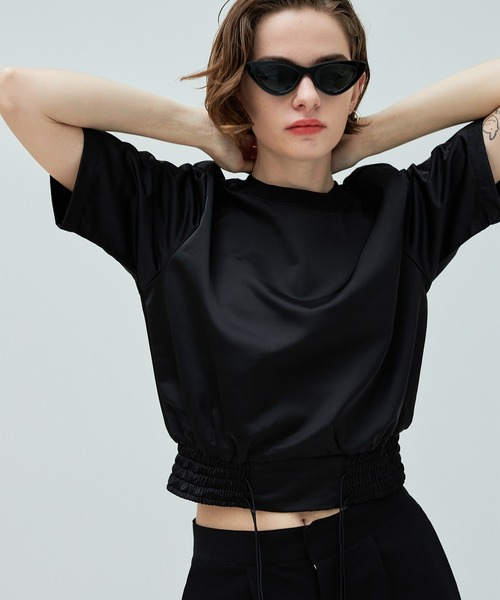 casane（カサネ）の「ダブルコードサテントップス（Tシャツ/カットソー・レディース・ホワイト/ブラック・FREE）」の5枚目の写真