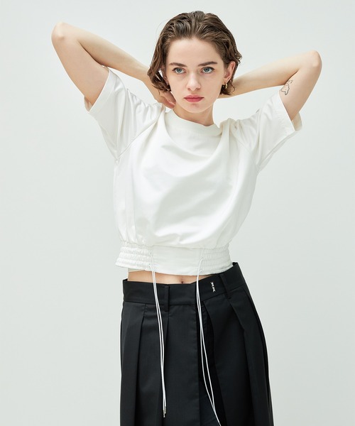 casane（カサネ）の「ダブルコードサテントップス（Tシャツ/カットソー・レディース・ホワイト/ブラック・FREE）」の22枚目の写真