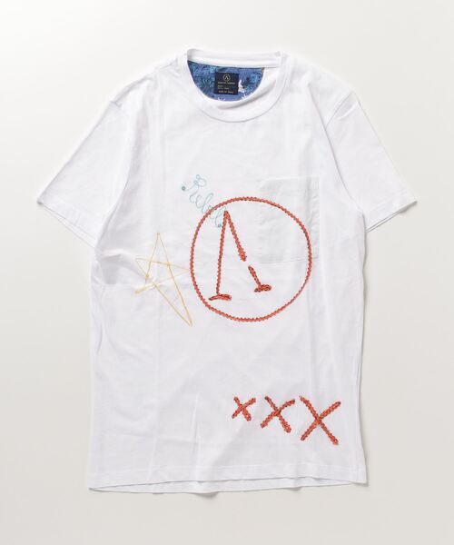 LOST IN ALBION（ロストインアルビオン）の「LOST IN ALBION/ロスト イン アルビオン/EMBROIDERED TEE 2（Tシャツ/カットソー・メンズ・ホワイト/グリーン/ネイビー・48/46/50）」の2枚目の写真