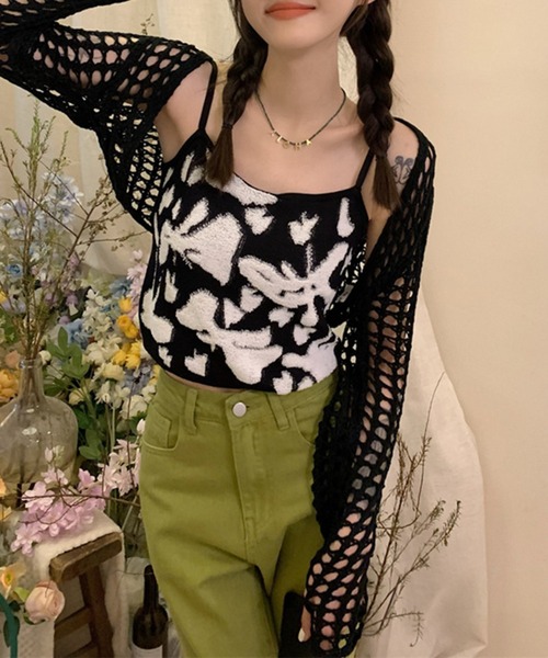 aimoha(アイモハ)の「サガラ刺繍キャミソール トップス (SS)(キャミソール・レディース・ピンク/ブラック・FREE)」の6枚目の写真