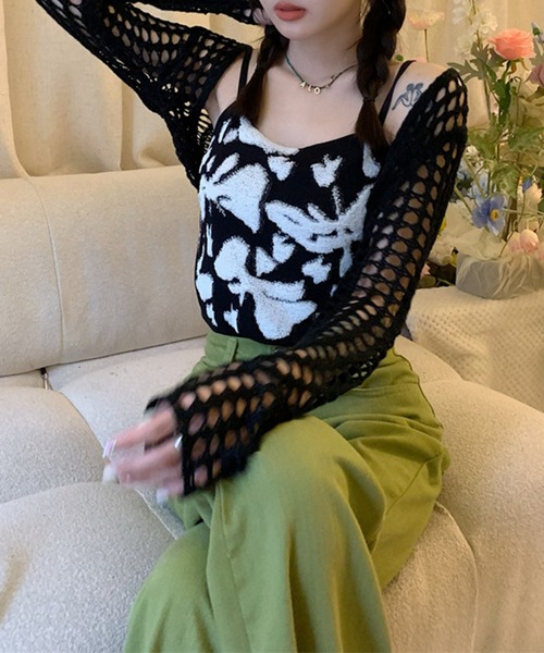 aimoha(アイモハ)の「サガラ刺繍キャミソール トップス (SS)(キャミソール・レディース・ピンク/ブラック・FREE)」の7枚目の写真