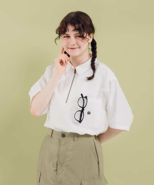 MUHET（ミュエータ）の「ハーフジップシャツ（シャツ/ブラウス・レディース・ネイビー/ベージュ/グリーン/オフホワイト・MEDIUM/X-LARGE）」の18枚目の写真