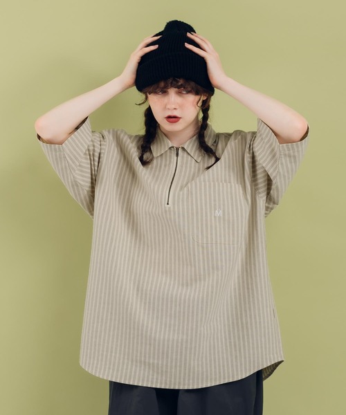 MUHET（ミュエータ）の「ハーフジップシャツ（シャツ/ブラウス・レディース・ネイビー/ベージュ/グリーン/オフホワイト・MEDIUM/X-LARGE）」の14枚目の写真