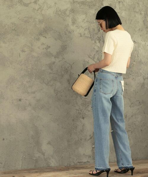 coen（コーエン）の「ストレートダメージデニムパンツ（デニムパンツ・レディース・ライトブルー/ホワイト・M/S/L）」の7枚目の写真