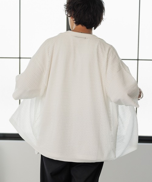 RAGEBLUE（レイジブルー）の「透かし編み/リンクスニットシャツ（シャツ/ブラウス・メンズ・ホワイト/ブラック/オレンジ・MEDIUM/LARGE）」の22枚目の写真