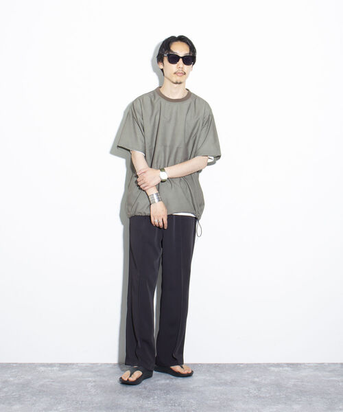 GLOSTER(グロスター)の「【GLOSTER/グロスター】AIR-RIP クルーネックTシャツ 裾ドローコード ドローストリング(Tシャツ/カットソー・メンズ・グレー/ネイビー/ベージュ・S/L/M)」の4枚目の写真