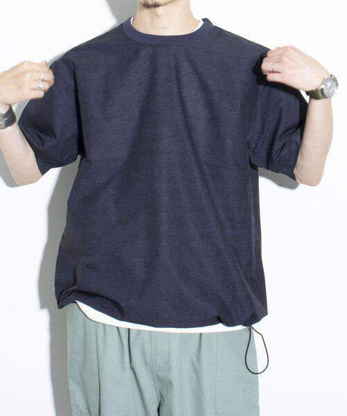 GLOSTER(グロスター)の「【GLOSTER/グロスター】AIR-RIP クルーネックTシャツ 裾ドローコード ドローストリング(Tシャツ/カットソー・メンズ・グレー/ネイビー/ベージュ・S/L/M)」の13枚目の写真