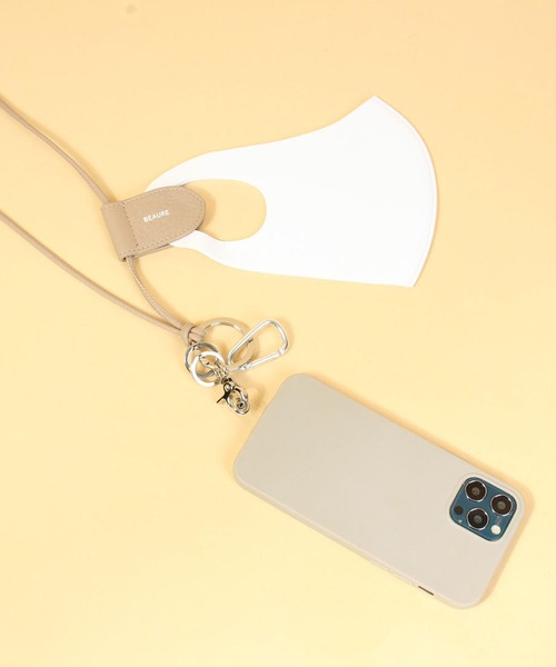Beau're(ヴュレ)の「【BEAURE】レザー モバイル&マスクストラップ ショルダー B-23114(スマホグッズ・レディース・ベージュ/ブラック/シルバー/イエロー/ブルー/ライトパープル・FREE)」の14枚目の写真