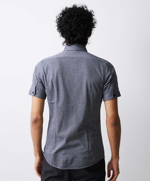 MICHEL KLEIN HOMME   （ミッシェルクランオム）の「《日本製》ストレッチラッセル半袖シャツ（シャツ/ブラウス・メンズ・ネイビー/ラベンダー/ホワイト・MEDIUM/LARGE/X-LARGE）」の6枚目の写真