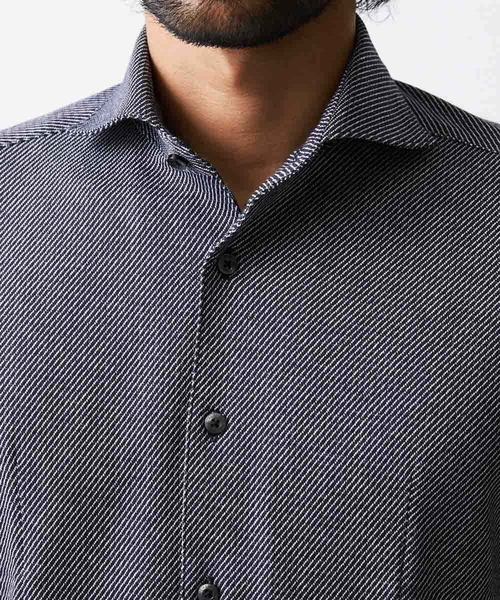 MICHEL KLEIN HOMME   （ミッシェルクランオム）の「《日本製》ストレッチラッセル半袖シャツ（シャツ/ブラウス・メンズ・ネイビー/ラベンダー/ホワイト・MEDIUM/LARGE/X-LARGE）」の7枚目の写真
