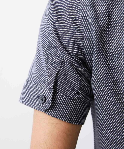 MICHEL KLEIN HOMME   （ミッシェルクランオム）の「《日本製》ストレッチラッセル半袖シャツ（シャツ/ブラウス・メンズ・ネイビー/ラベンダー/ホワイト・MEDIUM/LARGE/X-LARGE）」の9枚目の写真