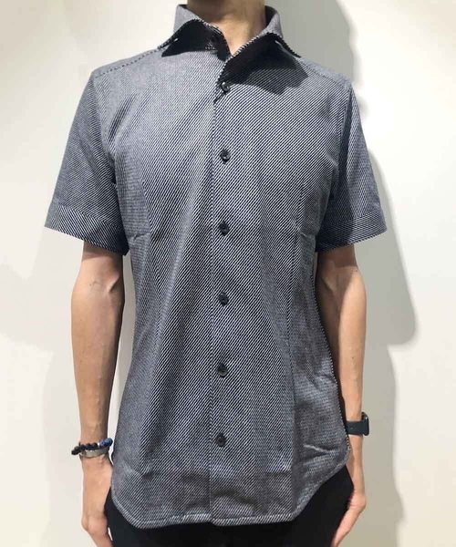 MICHEL KLEIN HOMME   （ミッシェルクランオム）の「《日本製》ストレッチラッセル半袖シャツ（シャツ/ブラウス・メンズ・ネイビー/ラベンダー/ホワイト・MEDIUM/LARGE/X-LARGE）」の13枚目の写真