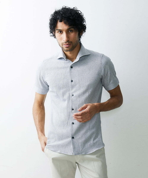 MICHEL KLEIN HOMME   （ミッシェルクランオム）の「《日本製》ストレッチラッセル半袖シャツ（シャツ/ブラウス・メンズ・ネイビー/ラベンダー/ホワイト・MEDIUM/LARGE/X-LARGE）」の17枚目の写真