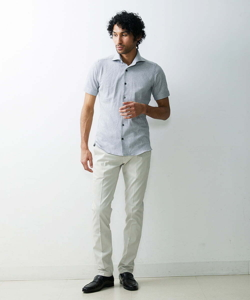 MICHEL KLEIN HOMME   （ミッシェルクランオム）の「《日本製》ストレッチラッセル半袖シャツ（シャツ/ブラウス・メンズ・ネイビー/ラベンダー/ホワイト・MEDIUM/LARGE/X-LARGE）」の18枚目の写真