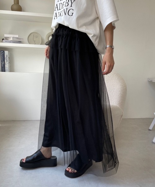 LOWRYS FARM（ローリーズファーム）の「２ＷＡＹチュールスカート　965157（スカート・レディース・ホワイト/ブラック/ブラウン・FREE）」の6枚目の写真