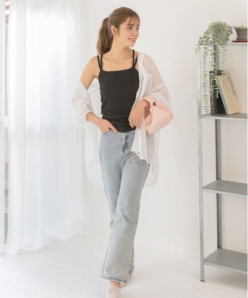 ad thie(アドティエ)の「ダブルストラップ バッククロスキャミソール(キャミソール・レディース・アイボリー/オフホワイト/グレー/ブラック/ピンク・SMALL/MEDIUM/LARGE)」の7枚目の写真