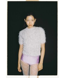 Ray BEAMS | Ray BEAMS / フェザーヤーン ハーフスリーブ クルーネック ニット(ニット/セーター)