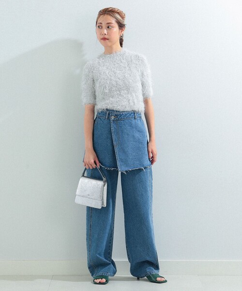 Ray BEAMS（レイビームス）の「Ray BEAMS / フェザーヤーン ハーフスリーブ クルーネック ニット（ニット/セーター・レディース・シルバー/ゴールド・ONE SIZE）」の10枚目の写真