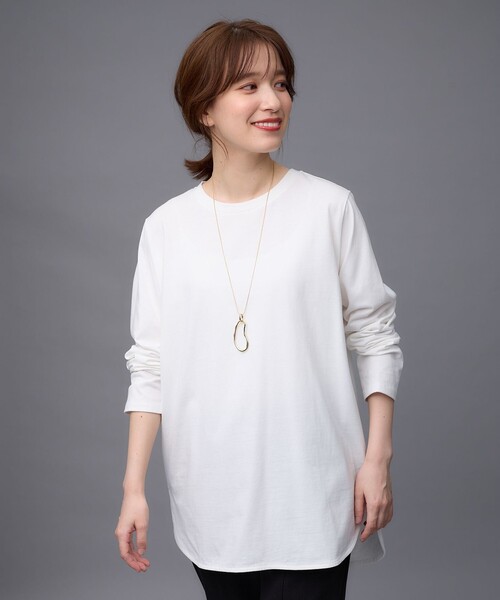 ANY(エニィ)の「ロングスリーブ テールTシャツ(Tシャツ/カットソー・レディース・アイボリー系1/アイボリー系・2/3)」の5枚目の写真