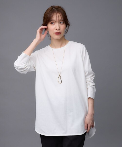 ANY(エニィ)の「ロングスリーブ テールTシャツ(Tシャツ/カットソー・レディース・アイボリー系1/アイボリー系・2/3)」の6枚目の写真