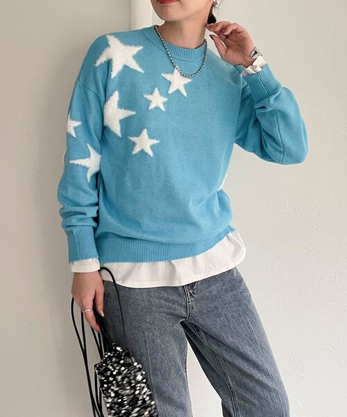セール】【新色追加】星ジャガードニットプルオーバー（ニット