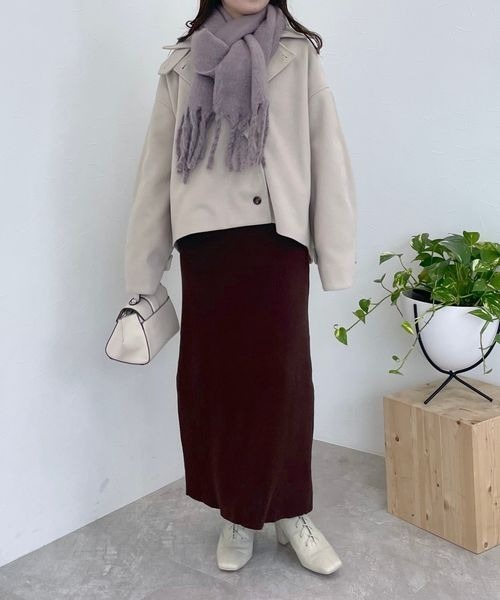 mysty woman（ミスティウーマン）の「ブークレ無地ストール 961439（ストール/ショール・レディース・チャコールグレー/パープル/アイボリー・FREE）」の15枚目の写真