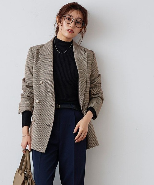Pierrot（ピエロ）の「ダブルボタンテーラードジャケット（テーラードジャケット・レディース・ネイビー/ブラック/グレー/チャコール/チェック/ブラウン/グレー系/ブラウン系その他/グレイッシュベージュ/グレイッシュブルー・L/M）」の10枚目の写真