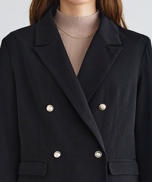 Pierrot（ピエロ）の「ダブルボタンテーラードジャケット（テーラードジャケット・レディース・ネイビー/ブラック/グレー/チャコール/チェック/ブラウン/グレー系/ブラウン系その他/グレイッシュベージュ/グレイッシュブルー・L/M）」の13枚目の写真