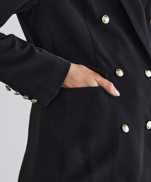 Pierrot（ピエロ）の「ダブルボタンテーラードジャケット（テーラードジャケット・レディース・ネイビー/ブラック/グレー/チャコール/チェック/ブラウン/グレー系/ブラウン系その他/グレイッシュベージュ/グレイッシュブルー・L/M）」の15枚目の写真