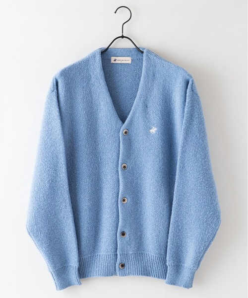 カーディガン 「BEVERLY HILLS POLO CLUB/ビバリーヒルズポロクラブ 」モヘアタッチ　無地　ニット　カーディガン　ワンポイントロゴ BEVERLY HILLS POLO CLUB（ビバリーヒルズポロクラブ）の