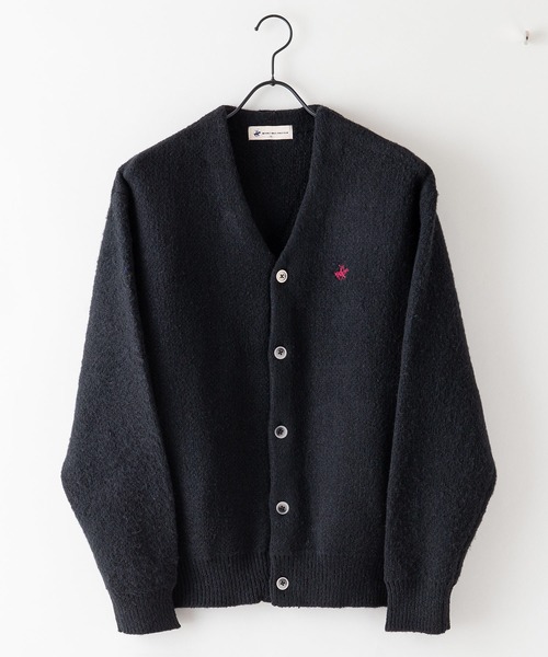 カーディガン 「BEVERLY HILLS POLO CLUB/ビバリーヒルズポロクラブ 」モヘアタッチ　無地　ニット　カーディガン　ワンポイントロゴ BEVERLY HILLS POLO CLUB カーディガン 「BEVERLY CLUB