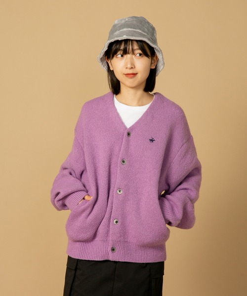 カーディガン 「BEVERLY HILLS POLO CLUB/ビバリーヒルズポロクラブ 」モヘアタッチ　無地　ニット　カーディガン　ワンポイントロゴ BEVERLY HILLS POLO CLUB（ビバリーヒルズポロクラブ）の