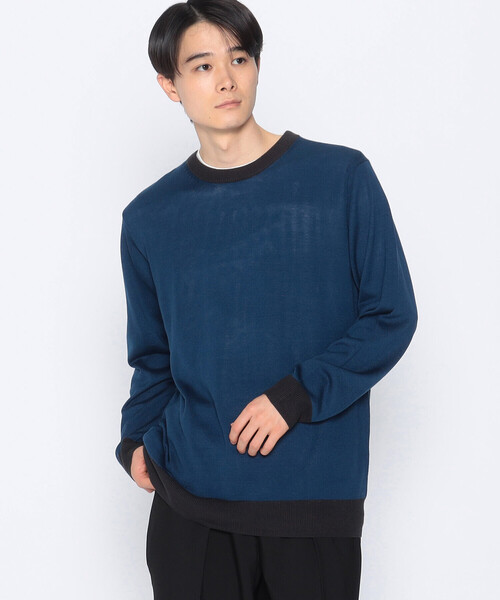 COMME CA ISM（コムサイズム）の「【セットアイテム】 ハイゲージ バイカラー クルーネック ニットプルオーバー＋Ｔシャツ（ニット/セーター・メンズ・チャコール/ブルー/ブラック・M/L）」の3枚目の写真