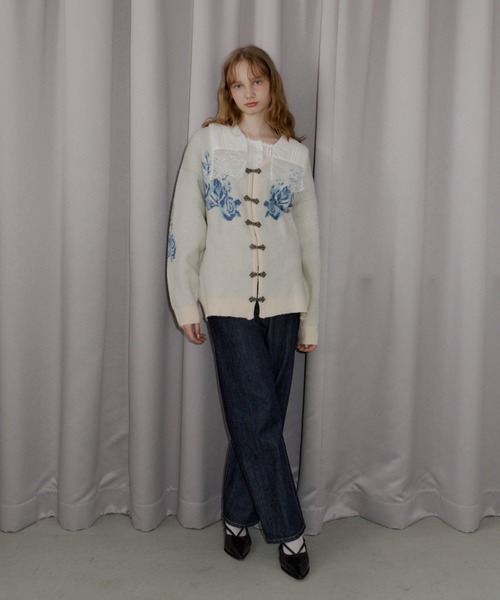 idem(イデム)の「【 新色追加 / 4色展開 】flower china cardigan/花柄ジャガードカーディガン(カーディガン/ボレロ・レディース・ブルー/アイボリー/グレー/その他/ライトグレー・FREE)」の14枚目の写真