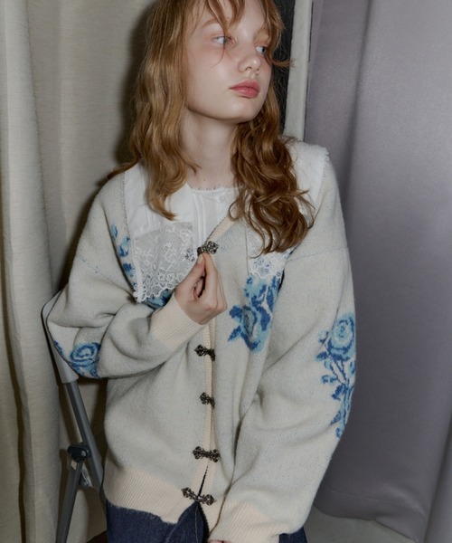 idem/カーディガン flower china cardigan/花柄ジャガードカーディガン（カーディガン