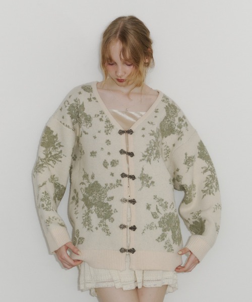 flower china cardigan/花柄ジャガードカーディガン（カーディガン