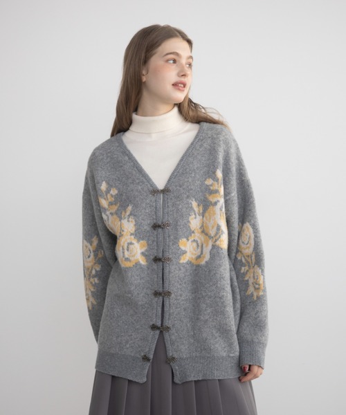 セール】【 新色追加 / 4色展開 】flower china cardigan/花柄