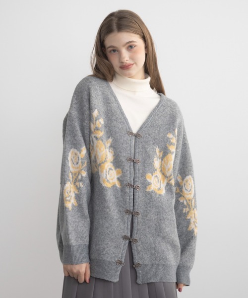 美品✨コムデギャルソン 花柄ニットカーディガン XS フラワー flower china cardigan/花柄ジャガードカーディガン（カーディガン