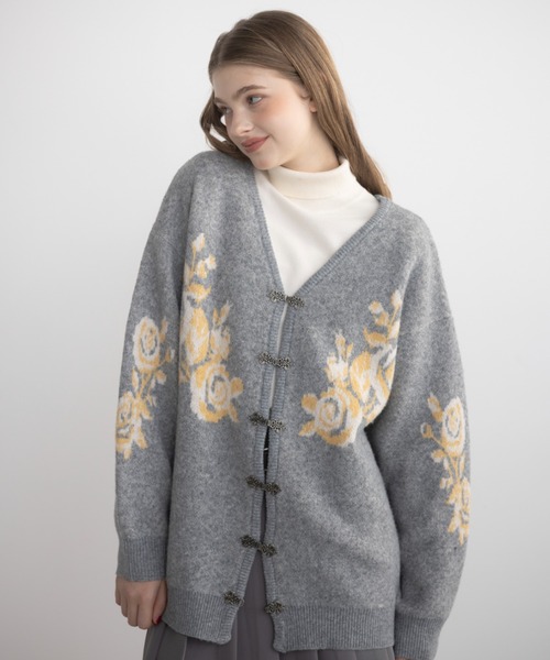 flower china cardigan/花柄ジャガードカーディガン（カーディガン