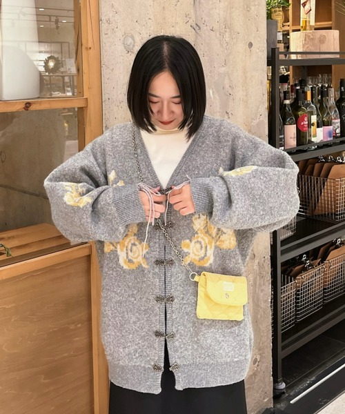 flower china cardigan/花柄ジャガードカーディガン（カーディガン